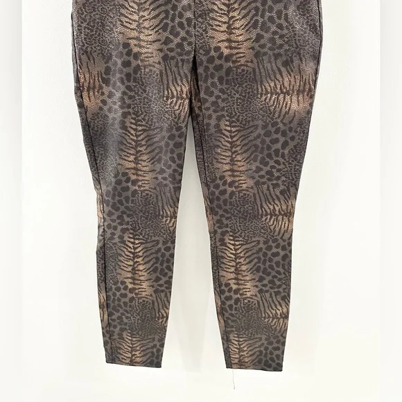 Joseph Ribkoff Iridescent Animal Print Slimming Pants Brown & Black Size 6 - Picture 4 of 6